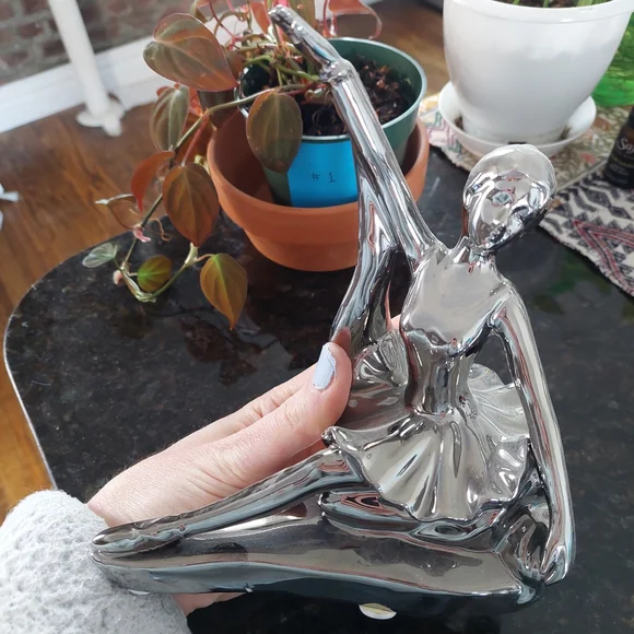 Elegant Silver Ballerina Sculpture - Picture 3 of 12
